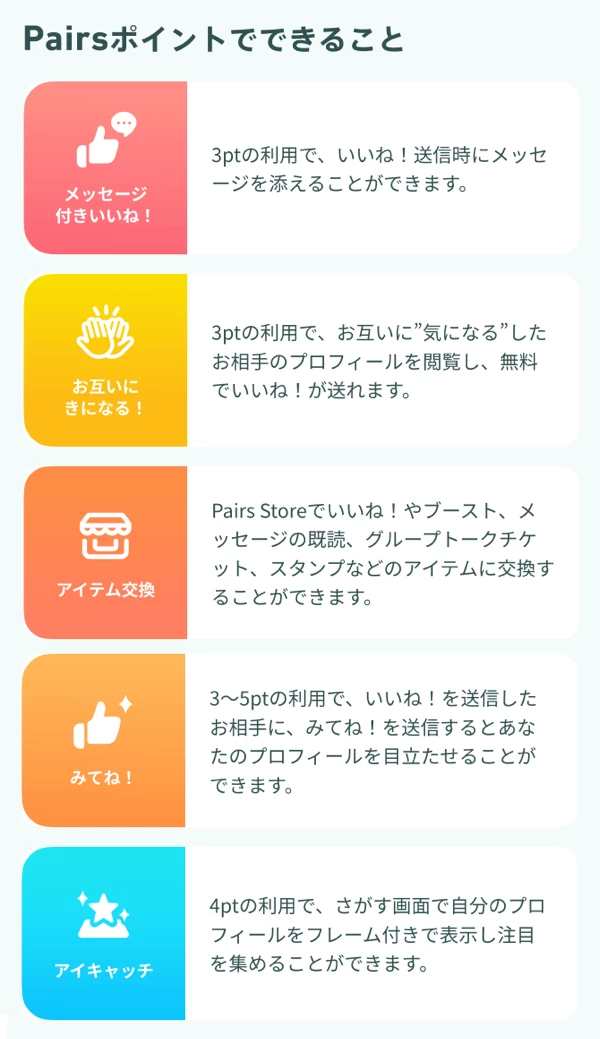 ペアーズポイントでできること