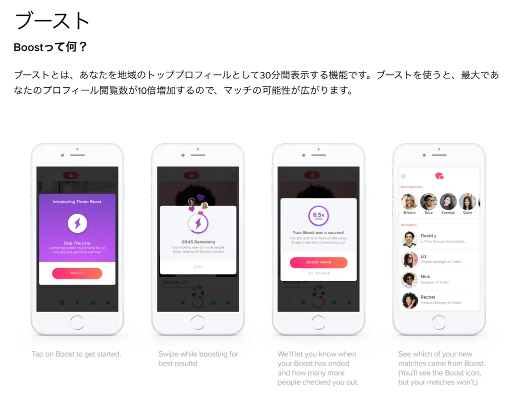 Tinder ブースト　効果